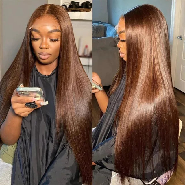 Lace wig de cabelo natural castanho