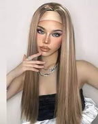 Peruca lisa com bandana fibra premium