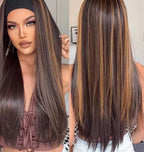 Peruca lisa com bandana fibra premium