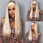 Peruca lisa com bandana fibra premium
