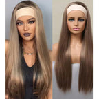 Peruca lisa com bandana fibra premium