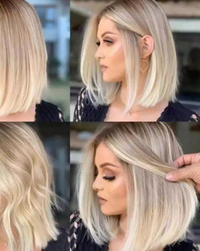 Lace curta bob de fibra premium loira