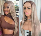 Lace loira de fibra premium com mechas
