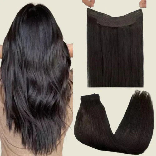 Aplique de tic tac e fio invisível cabelo natural