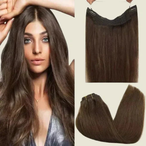 Aplique de tic tac e fio invisível cabelo natural