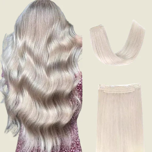 Aplique de tic tac e fio invisível cabelo natural