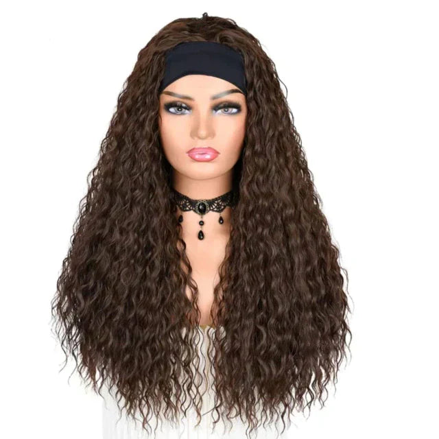 Peruca cacheada com bandana