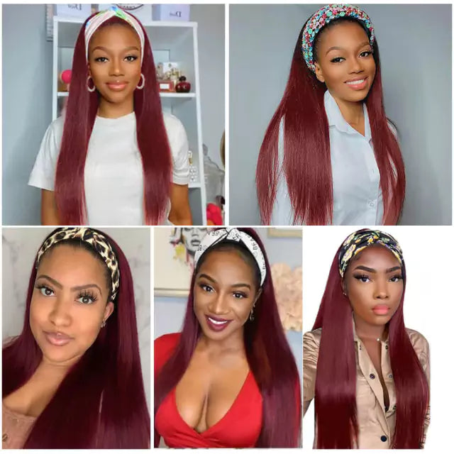 Peruca lisa com bandana fibra premium