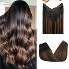 Aplique de tic tac e fio invisível cabelo natural
