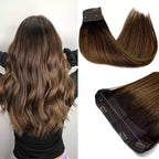 Aplique de tic tac e fio invisível cabelo natural