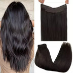 Aplique de tic tac e fio invisível cabelo natural