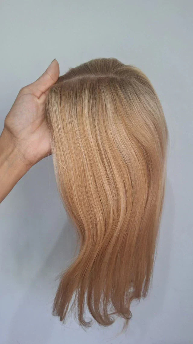 Topo Cabelo Humano Loiro Silk base