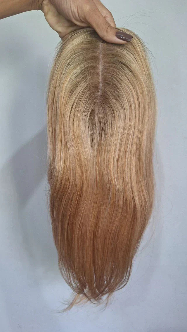 Topo Cabelo Humano Loiro Silk base