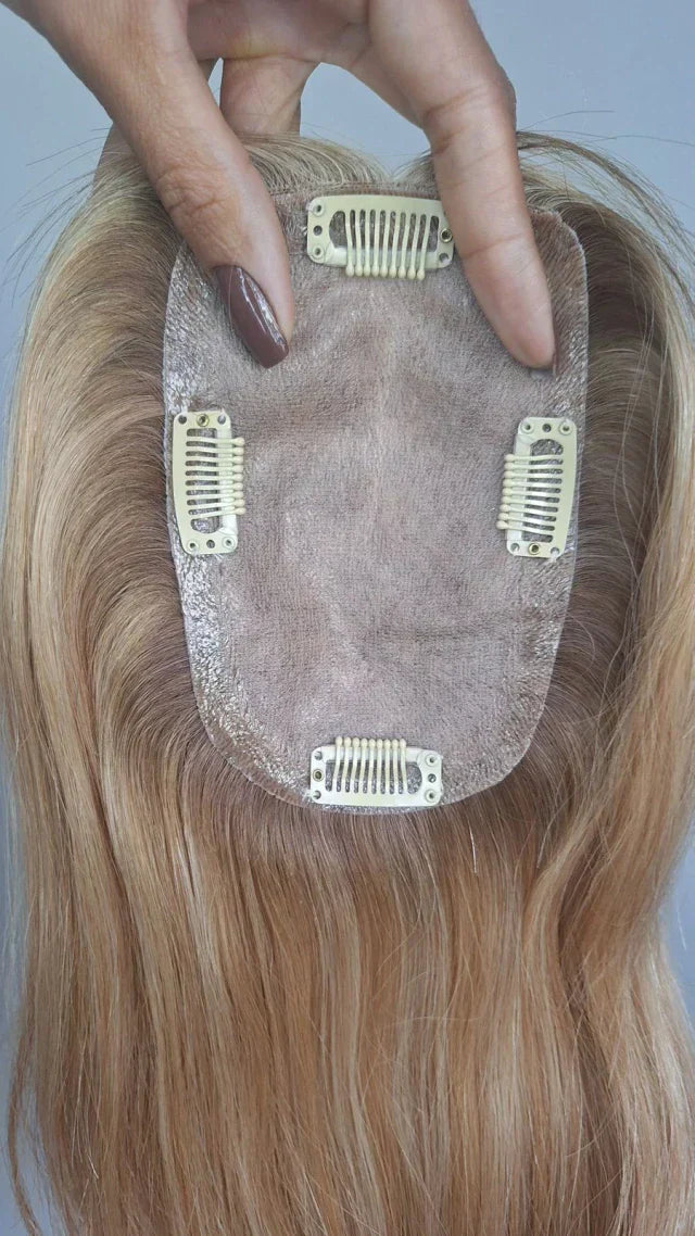 Topo Cabelo Humano Loiro Silk base