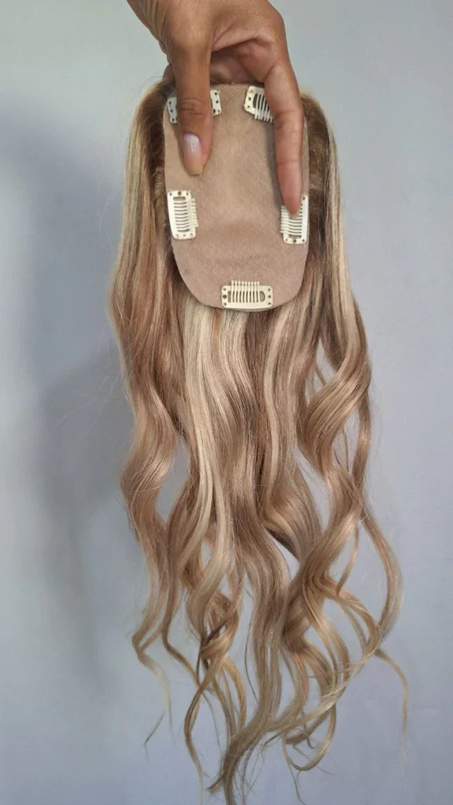 Topo Cabelo Humano Loiro Silk base
